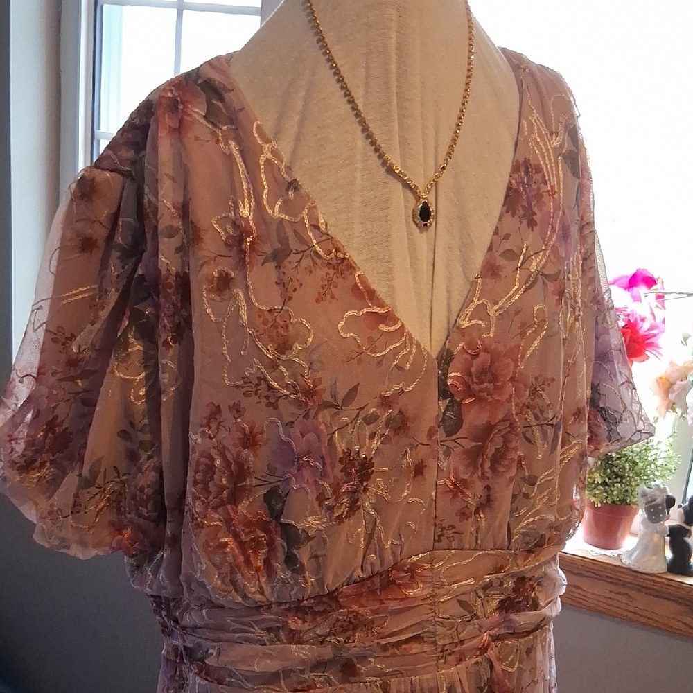 Baltic Born Dusty Rose Floral Lace Maxi Dress